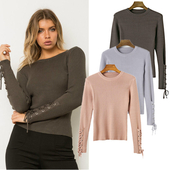 Есенна дамска рипсена блуза в три цвята