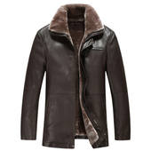 Стилно мъжко палто от еко кожа с много топла кашмирена подплата