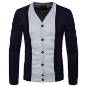 Мъжка ежедневна жилетка с V-образна яка , копчета и преливащи цветни десени