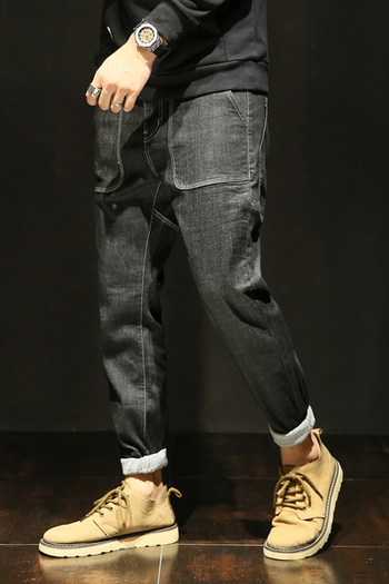 Модерен и стилен мъжки ежедневен панталон с големи джобове , тип шалвар