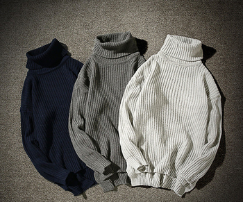 Мъжки ежедневен много топъл пуловер с висока поло яка , 3 цвята