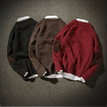 Мъжки спортно-елегантен пуловер с О-образна яка , три цвята