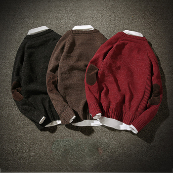 Αθλητικό-κομψό πουλόβερ για άνδρες με κολάρο σε σχήμα O, τρία χρώματα