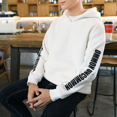 Άνετο casual αντρικό φούτερ  με κουκούλα και επιγραφές στα μανίκια