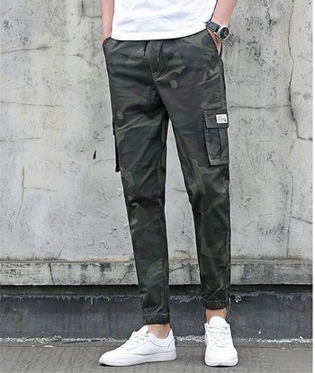 Спортно-елегантни мъжки панталони модел slim fit  в камуфлажни шарки , 3 цвята