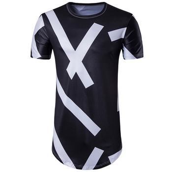 T-Shirt για άνδρες με κοντό μανίκι και γεωμετρικά μοτίβα σχήματος Ο, μοντέλο Hip-Hop