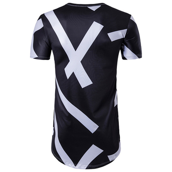 T-Shirt για άνδρες με κοντό μανίκι και γεωμετρικά μοτίβα σχήματος Ο, μοντέλο Hip-Hop