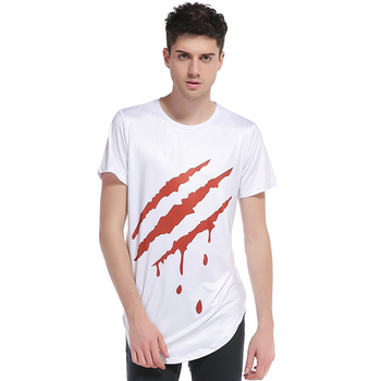 Περιστασιακή ανδρική μπλούζα  με εκτύπωση και κολάρο σε σχήμα O