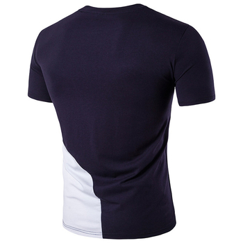 Раздвижена мъжка тениска с къс ръкав и О-образна яка в преливащи цветове