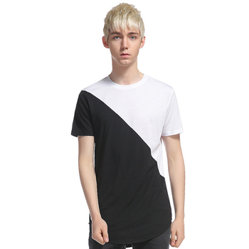 Μοντέρνο ανδρικό  T-shirt  μεκοντό μανίκι και σχήματος O κολάρο σε ρέοντα χρώματα