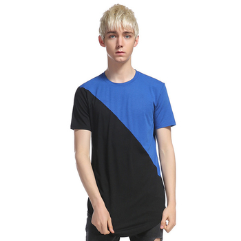 Μοντέρνο ανδρικό  T-shirt  μεκοντό μανίκι και σχήματος O κολάρο σε ρέοντα χρώματα
