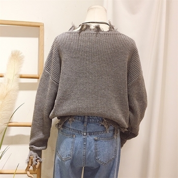 Стилен плетен дамски пуловер в три цвята