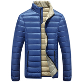 Актуално мъжко зимно яке с мек пълнеж и полувисока О-образна закопчаваща се яка