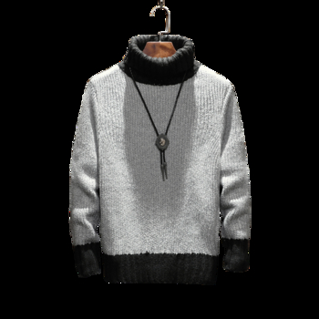 Много стилен и топъл мъжки ежедневен вълнен пуловер с висока О-образна яак - 2 цвята