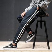 Πολύ άνετα casual αντρικά παντελόνια, μοντέλο σάλι με λωρίδες και στις δύο πλευρές του ποδιού - 2 χρώματα