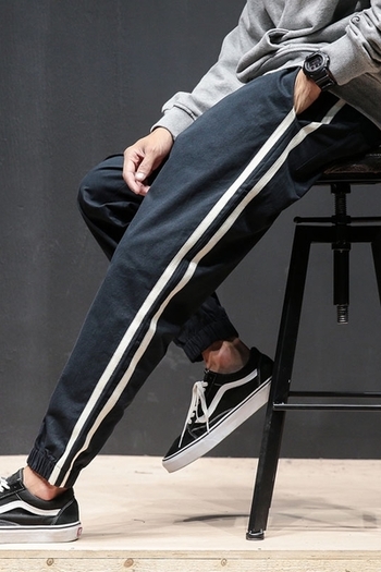 Много удобен ежедневен мъжки панталон ,модел шалвар с ленти от двете страни на крачола - 2 цвята