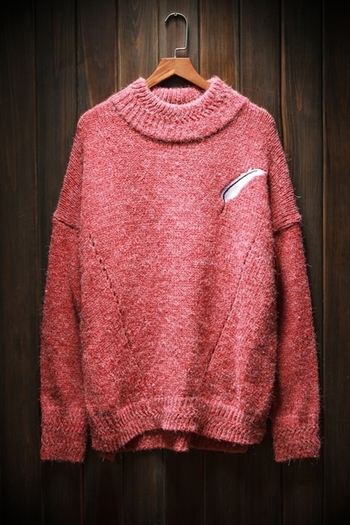 Стилен мъжки пуловер с О-образна хлабава яка и семпла бродерия , 3 цвята