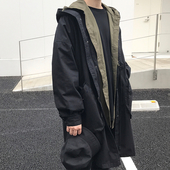 Μακρύ αθλητικό κομψό ανδρικό σακάκι με κουκούλα