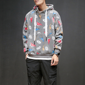 Καθημερινή αθλητική μπλούζα αθλητικών ανδρών με κουκούλα και μοτίβο μοτίβο, βάζο μοτίβο