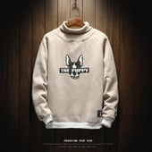 Ανδρική καθημερινή παχιά μπλούζα με μισό χαλαρό κολάρο και εκτύπωση, 3 χρώματα