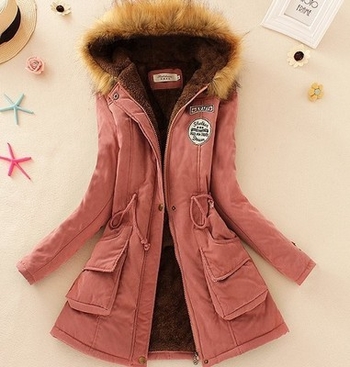 Зимно дамско яке с пухена качулка и много топла подплата, модел тип парка - 14 цвята