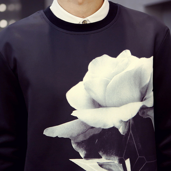 Есенно-зимна мъжка блуза с дълък ръкав и красива аликация роза 