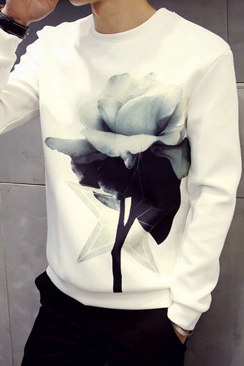 Φθινόπωρο-χειμώνας αρσενική μπλούζα με μακρύ μανίκι και όμορφο τριαντάφυλλο