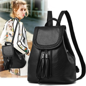 Δερμάτινο σακίδιο με κρεμαστά φούντες για κυρίες