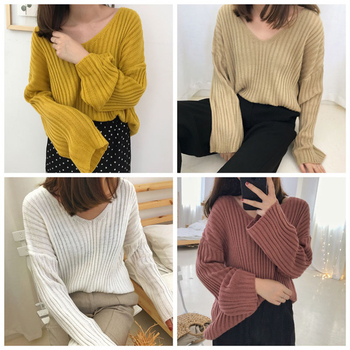 Изчистен дамски ежедневен пуловер широк модел в няколко цвята 