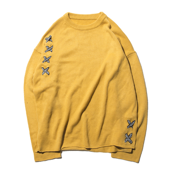 Мек и удобен пуловер с връзки широк модел с О-образна яка в два цвята