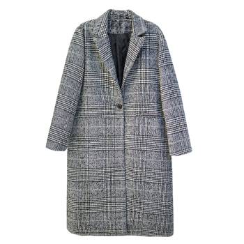 Μακρύ μάλλινο παλτό για κυρίες με κουμπιά και τσέπες