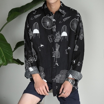 Стилна мъжка риза с апликации широк модел