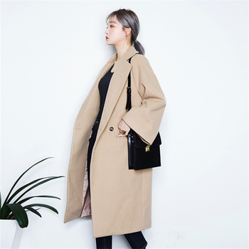 Стилно вълнено дълго дамско палто в два цвята