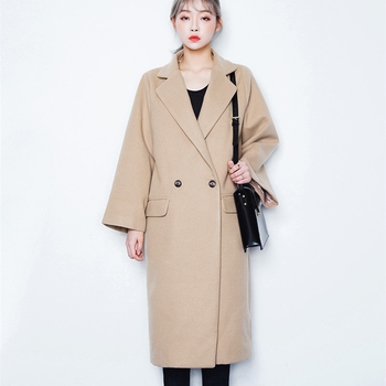 Стилно вълнено дълго дамско палто в два цвята