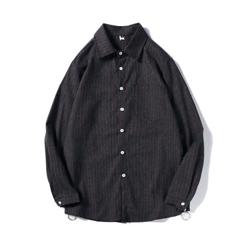 Κομψό μακρυμάνικο ανδρικό πουκάμισο με μακριά μανίκια με μικρό φερμουάρ στο πλάι